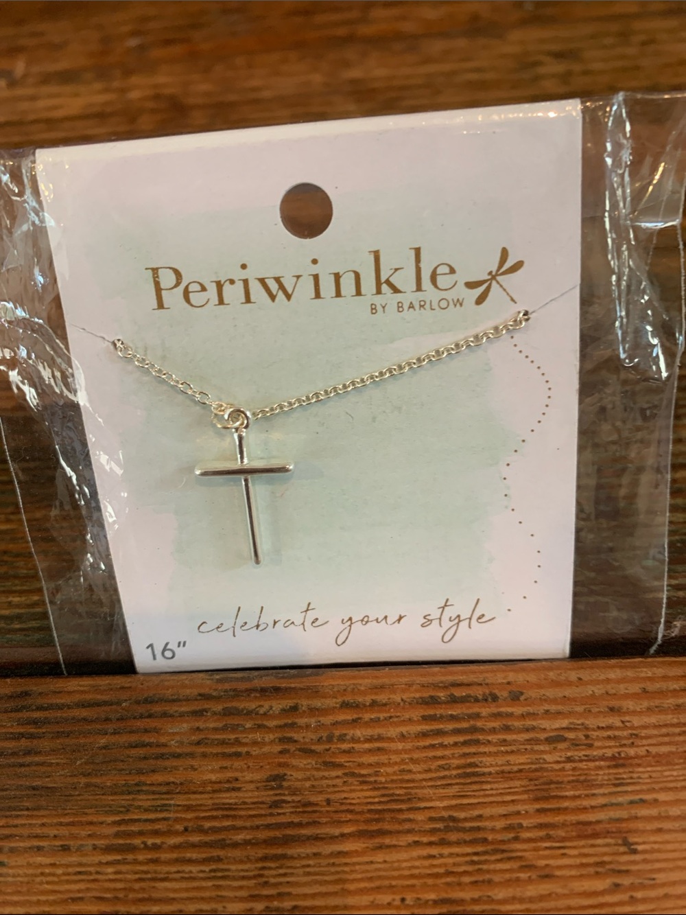 Periwinkle by Barlow Silver Minimal Cross Necklace